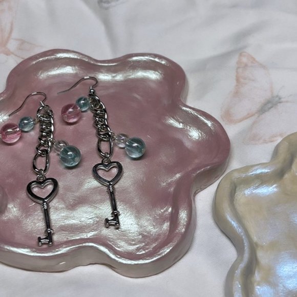 none Jewelry - pastel heart key chain earrings